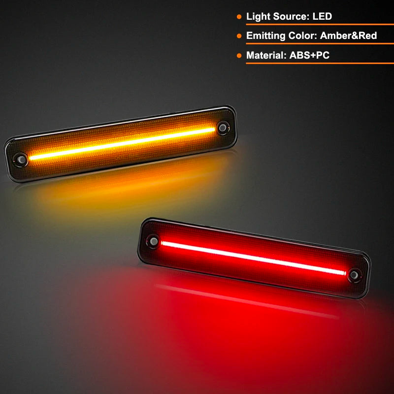 For Hummer H2 2003-2009 Clear & Smoked Lens LED Side Marker Lamp Amber Front Red Rear Side Fender Lights