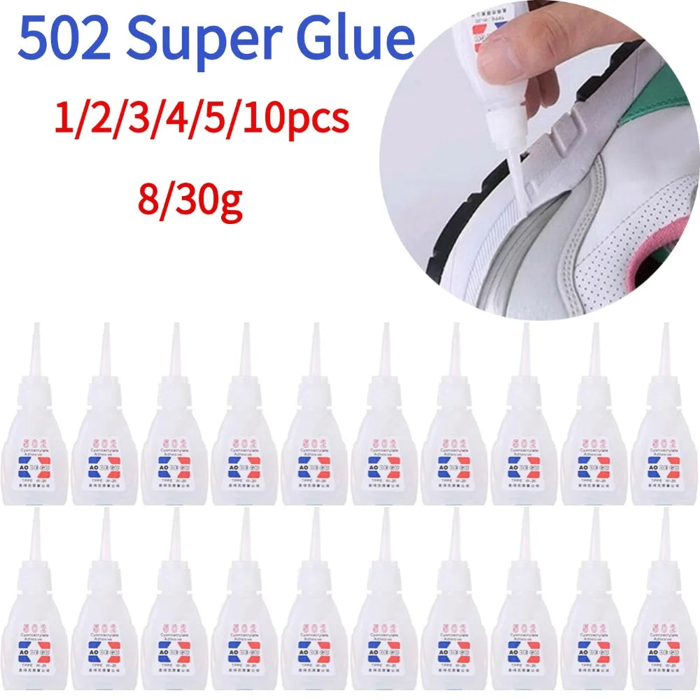8g/30g Super Glue Instant Adhesive Strong Adhesion Best Repair 502 Fast Multipurpose Agent Strong shoe Glue 1/2/3/4/5/10pcs