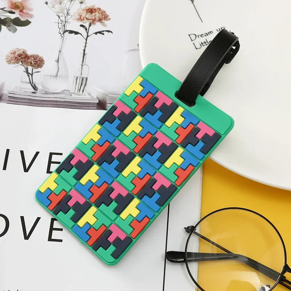 1PCS Geometric Soft Silicone Luggage Tags Suitcase ID Addres Name Holder Baggage Tag Label Travel Accessories Luggage Tags