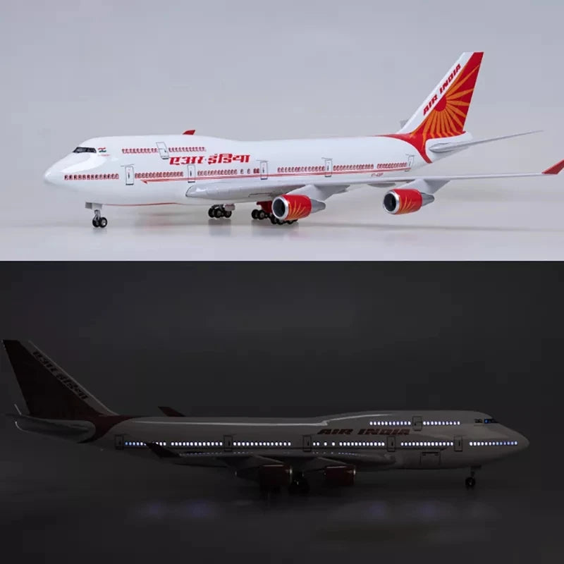 Plastic Model Air India 747 Static Aircraft Model 47cm 1/160 For India Airline Diecast Airplane With Landing Gear Wheels Collect