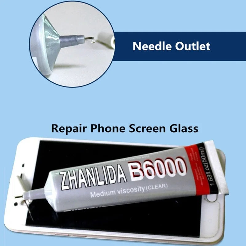 Zhanlida B6000 110ml Clear Acrylic Crystal Adhesive Phone Screen Glass Repair Liquid Glue Bonding Rubber Leather Toys Gel