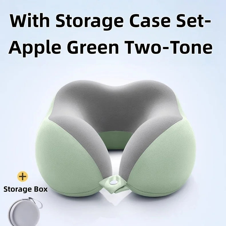 Memory Foam U-Shaped Neck Pillow with Storage Box Portable Travel Neck Support Pillow Airplane Car Office Sleep Cushion