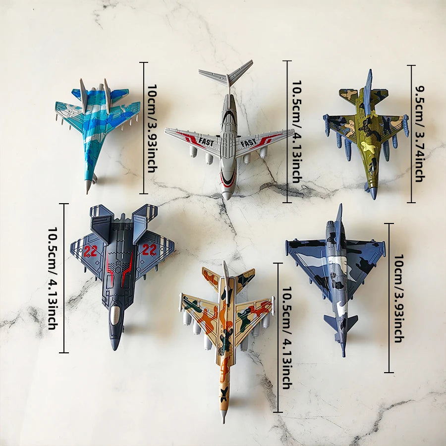 6pcs fighter plane combination toy children can coast home display collection decoration children birthday gift