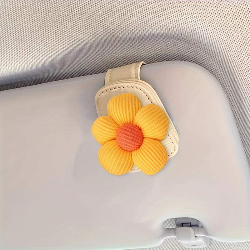 Car Sun Visor Eye Clamp Magnetic Floral Design Glasses Frame Car Sun Visor Clamp Decoration Multifunctional Bill Clip Women Auto