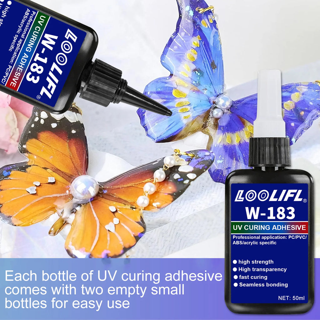 50ml UV Glue UV Curing Adhesive Clear Transparent Shadowless Glue for Glass Crystal Acrylic Metal DIY Craft
