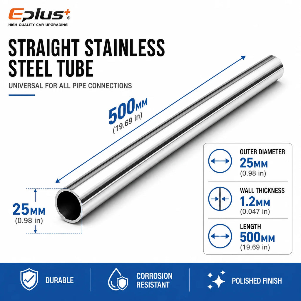500mm Length 304 Stainless Steel Straight Pipe 1.2mm Thick Universal Round Tube OD 19-89mm for Connections metal tube Adapter