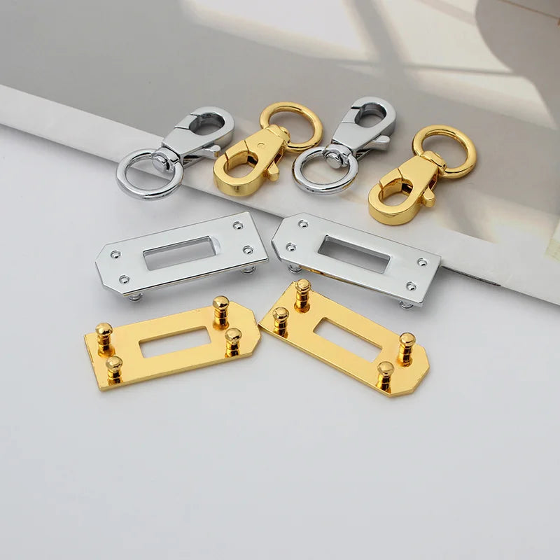 1Set Fashion Metal Bag Locks Clasp Bag Lcok Set For Handbags Purse Tote Closures Snap Clasps DIY Craft Hardware Bag Accessories