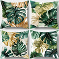 4-piece tropical palm leaf pillowcase set - zipper polyester cushion covers for sofa and living room decoration