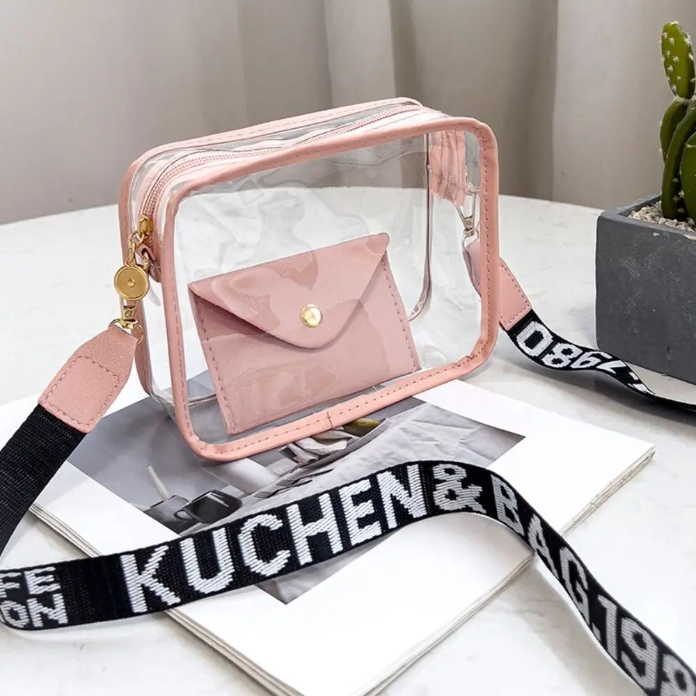 Fashion PVC Crossbody Bags Handbag with Small Phone Bags Transparent Jelly Bag Small Square Bag Women