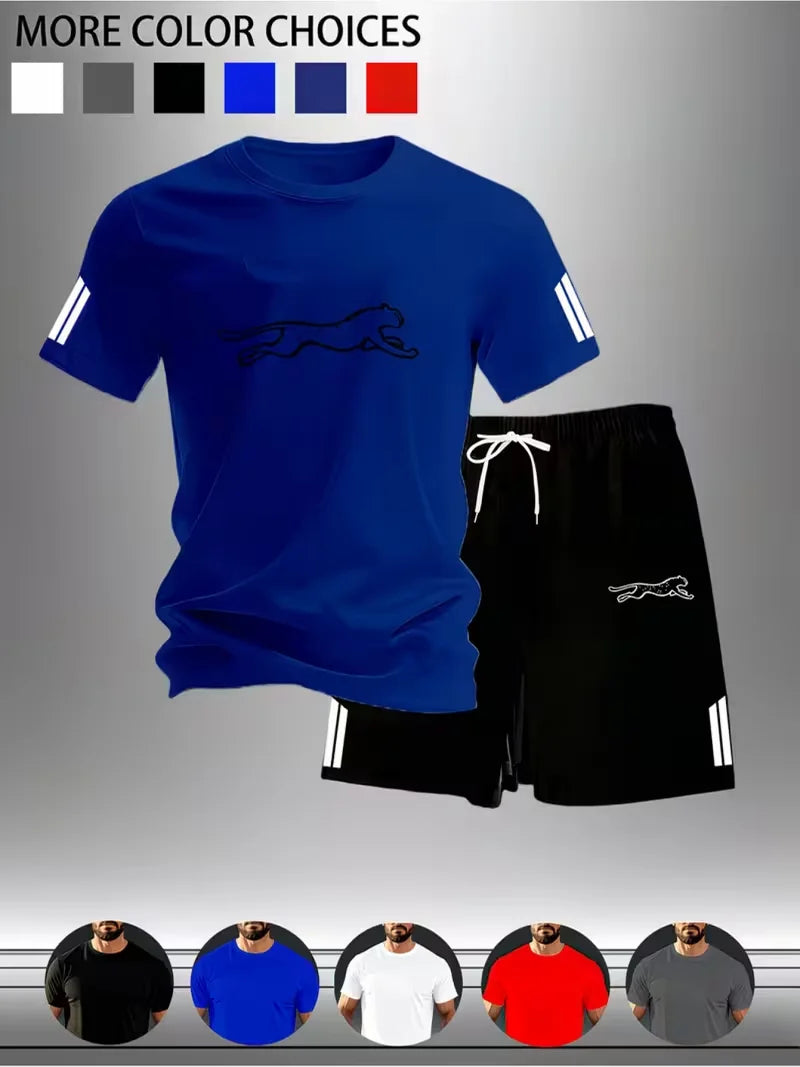 New Street Trendy Men's Summer Breathable Sportswear Short Sleeve Shorts Lightweight Quick Drying Comfortable Fashionable Sports
