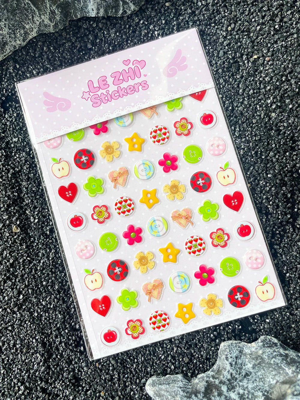 Kawaii Mini Cute Retro Sweet Button Design Nail Art Sticker Ultra-Thin Self-Adhesive Slider Diy Luggage Tags Stickers