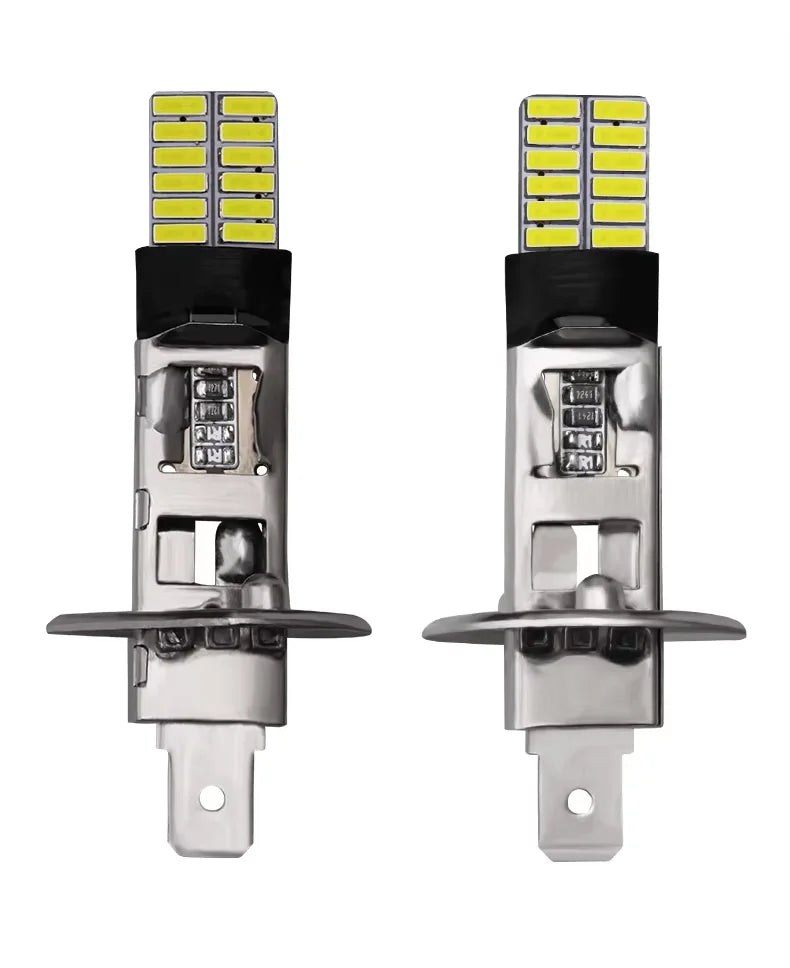 Oprah 2Pcs Fog Light LED H1 H3 4014 24SMD Bulb Super Bright Canbus Auto Leds Turn Driving Lamp Car accessories 6000k 12V White