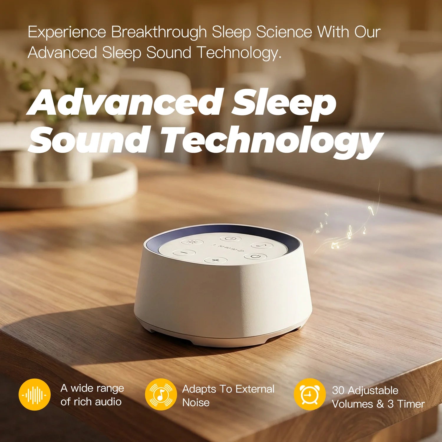 Portable White Noise Machine for Adults 30 Soothing Sounds Night Light Timer Rechargeable Sleep Aid for Meditation Relaxation
