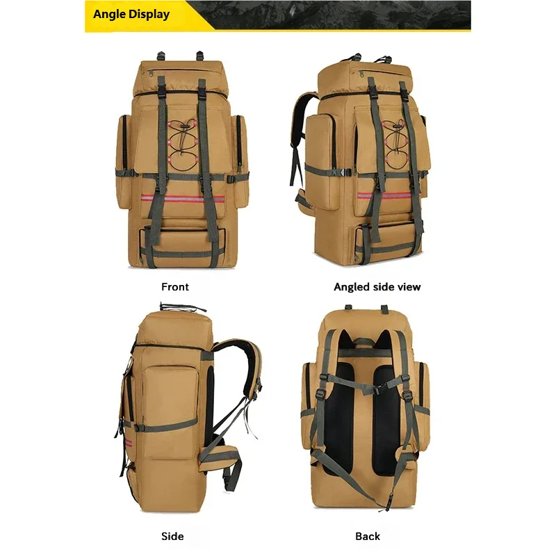 130L Hiking Camping Backpack Travel Large Luggage Bag Trekking Outdoor Sports Pack Molle Trekking Rucksack with Reflective Strip