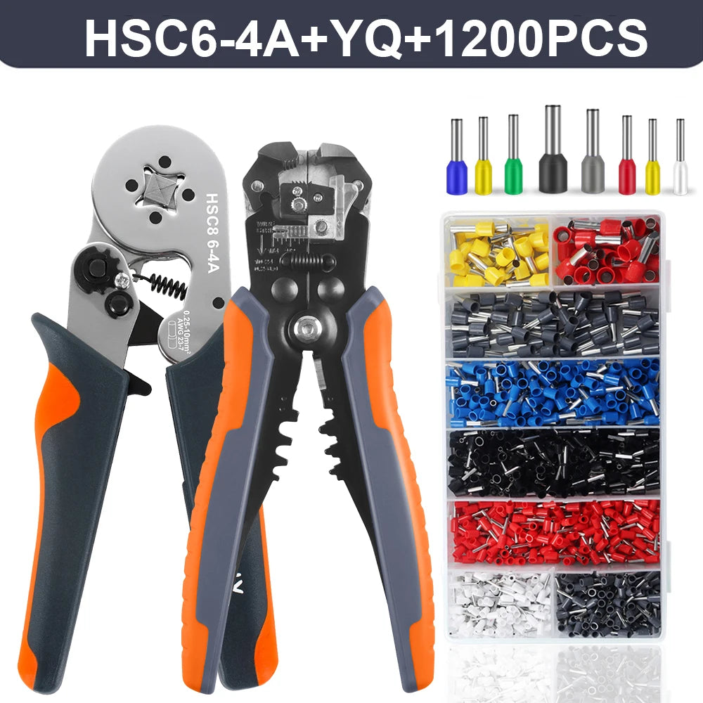 HSC8 6-4A/6-6A Crimping Pliers Kit,Stripping Cutting Plier with Tube Terminal Suit WOZOBUY Brand Electric Tools Set