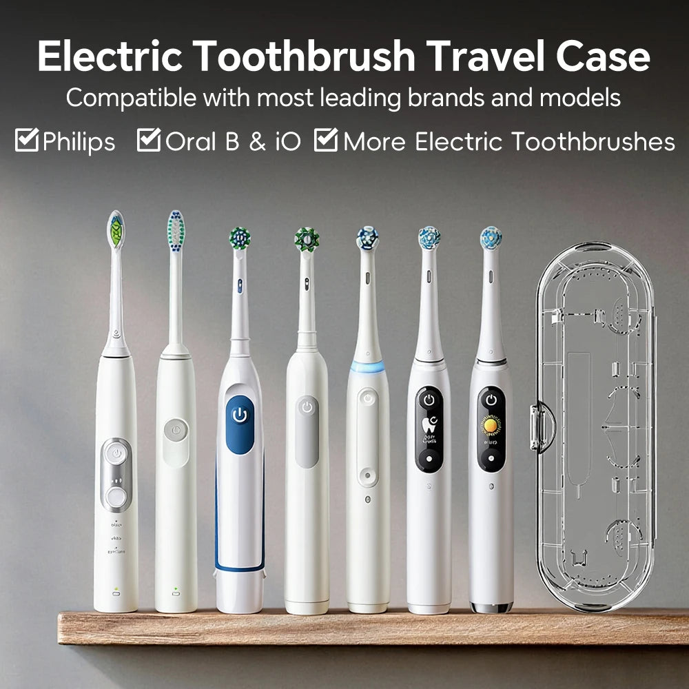 Universal Clear Toothbrush Travel Case for Household Travel, Compatible with Oral B, iO and Philips Sonicare Electric Toothbrush
