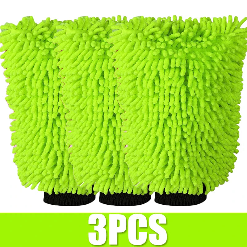 1-10PCS Microfiber Car Wash Green Gloves Portable Car Cleaning Mitt Super Absorbent Sponge Scratch Free Auto Cleaning Tool