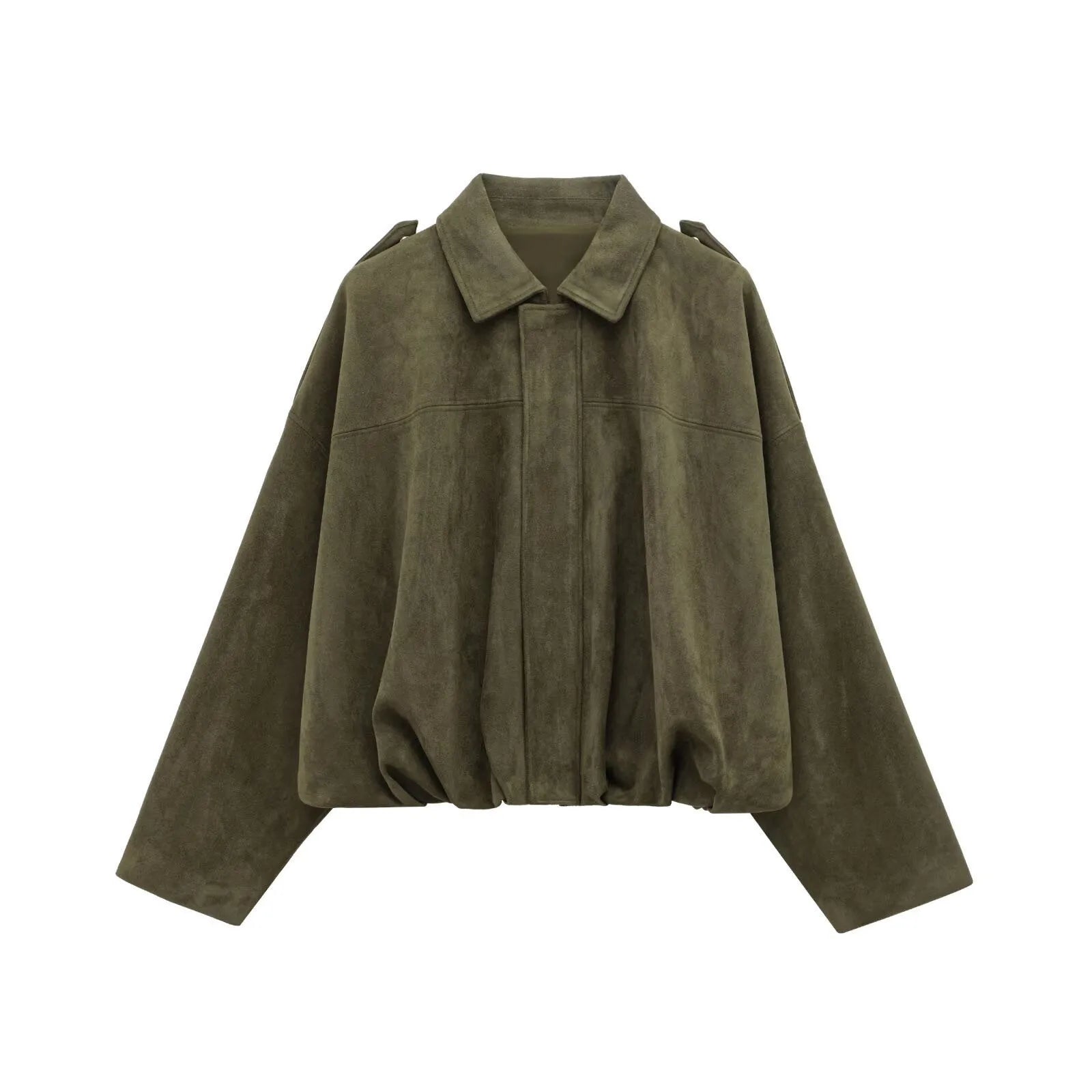 2025 autumn winter women bomber jacket bat sleeve zipper loose suede texture casual top European American style