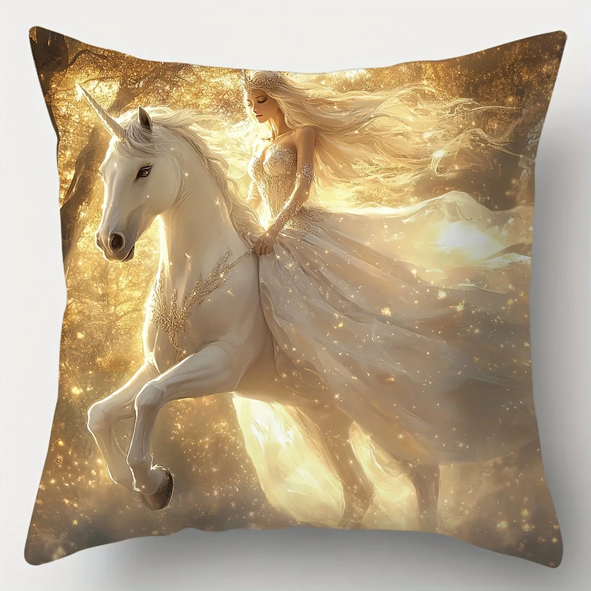 4PCS Girls & Princess Pillow Cases: Dreamy Art Style, Romantic. Polyester, Machine Washable, Zipper.For Living Room, Sofa Decor