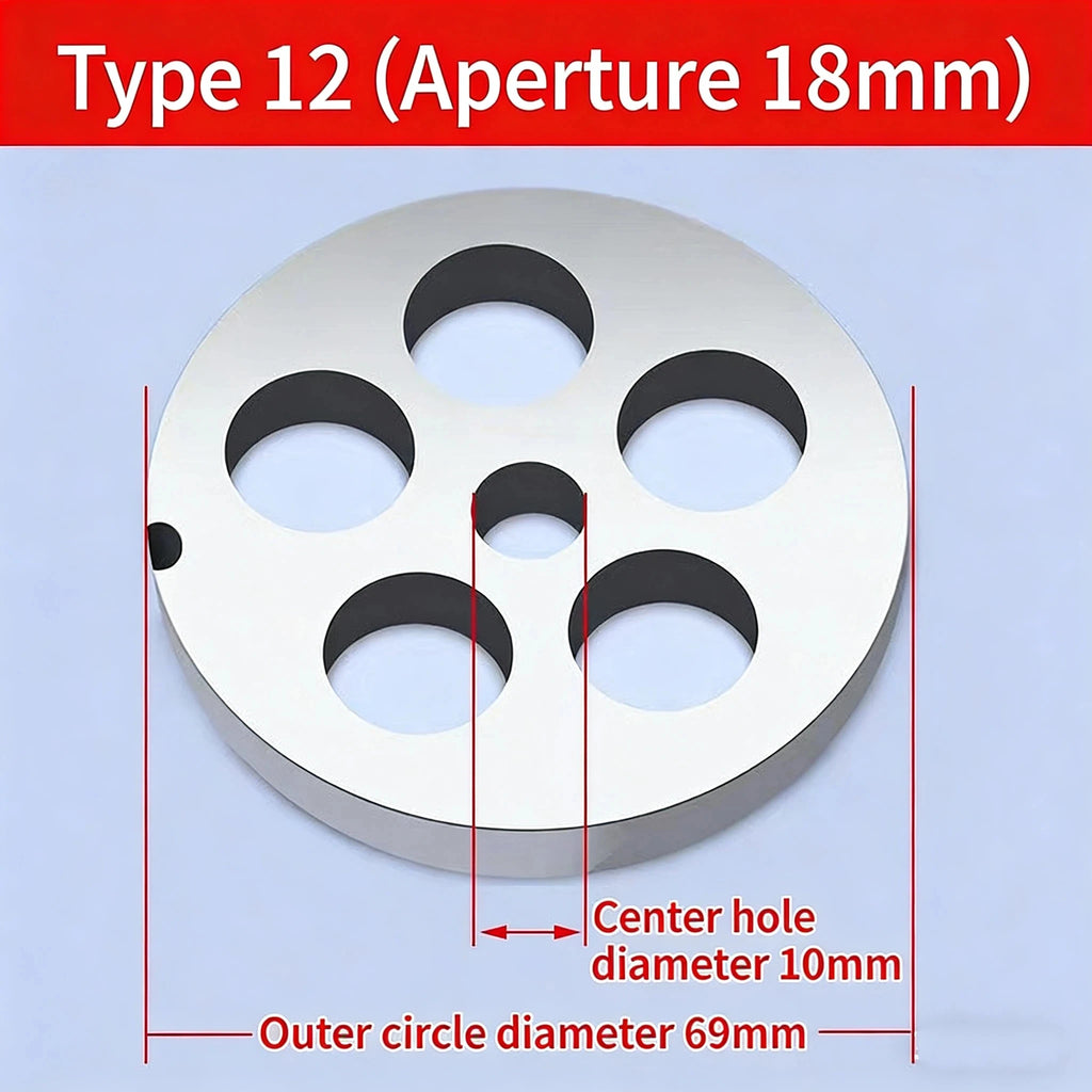 12 # Electric Meat Grinder Orifice Plate Blade Accessories, Stainless Steel Orifice Plate Grate Discharge Plate Round Knife