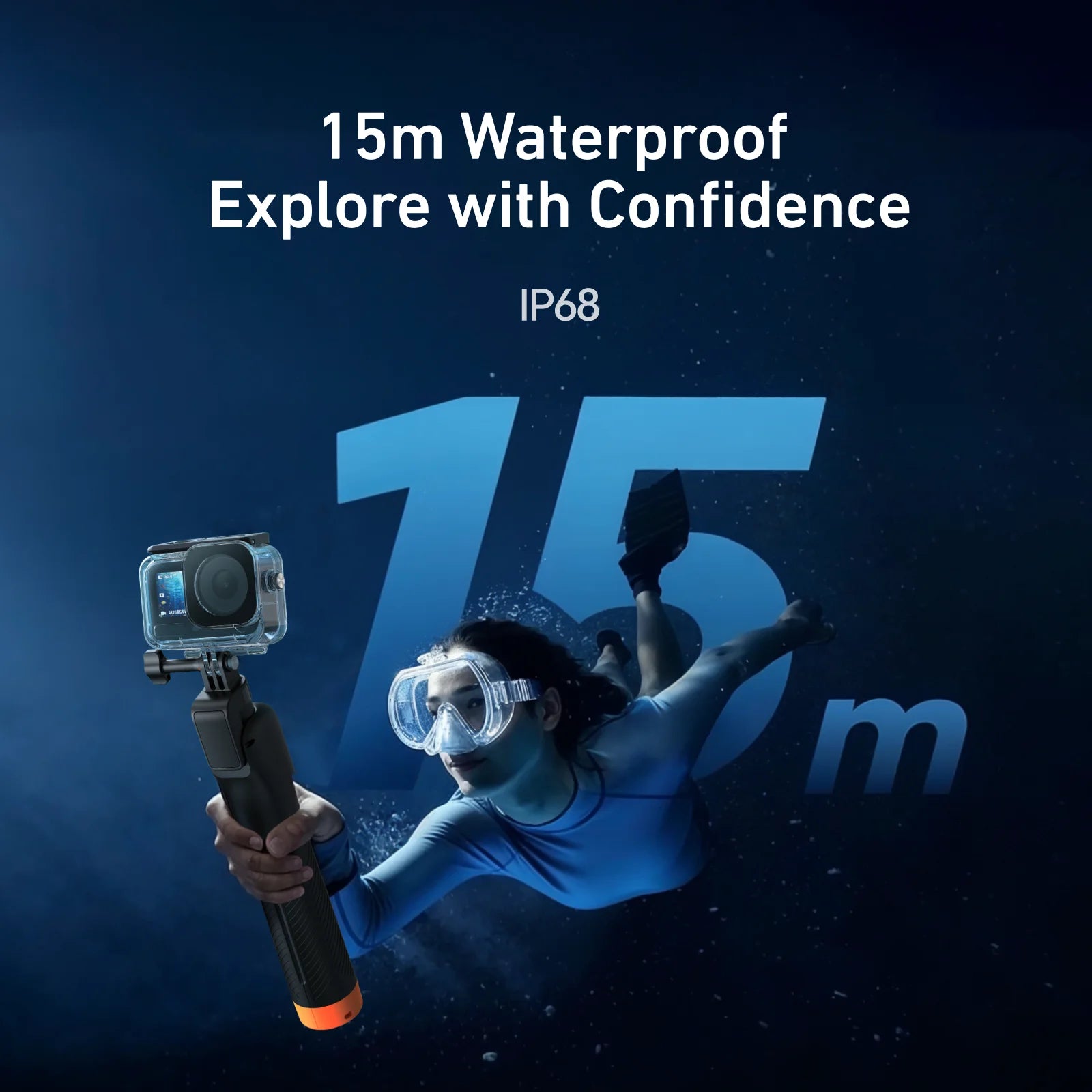TELESIN Waterproof Bluetooth Floating Selfie Stick Tripod for DJI Osmo Action 6 5 Pro 4 15M Diving Stick 3-in-1 Hand Grip Tripod