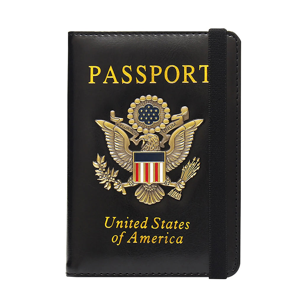 Rfid-Passport Holder For Travel Novelty Waterproof Passport Holder Cover With 3D Metal Badge Portable Card Wallet For Bank Cards