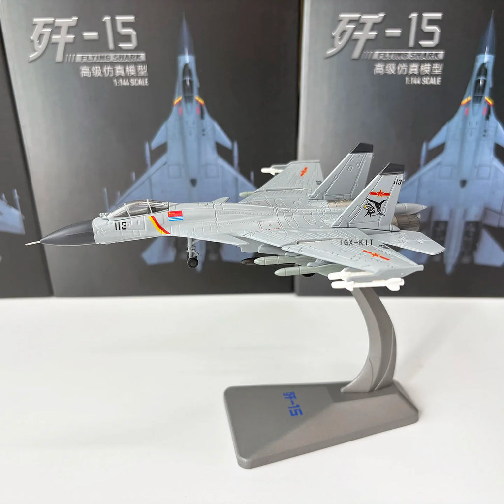 Diecast 1: 144 Scale J-15 Shipborne Fighter J15 Alloy Finished Aircraft Simulation Model Static Decoration Collection Gift