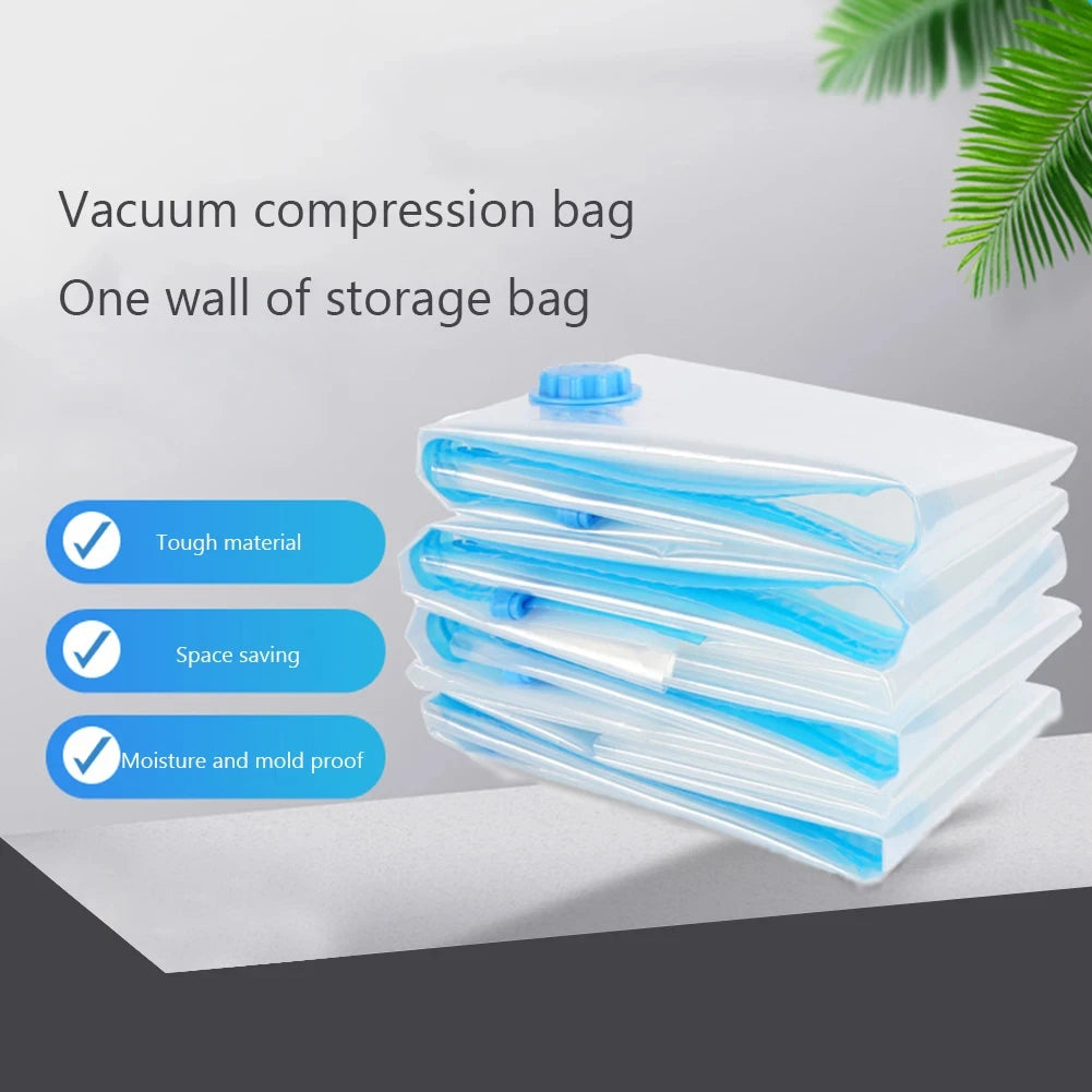 4pcs Reusable Vacuum Bags Transparent Folding Compressed Space Saving Vacuum Bag for Clothes Large Travel Container