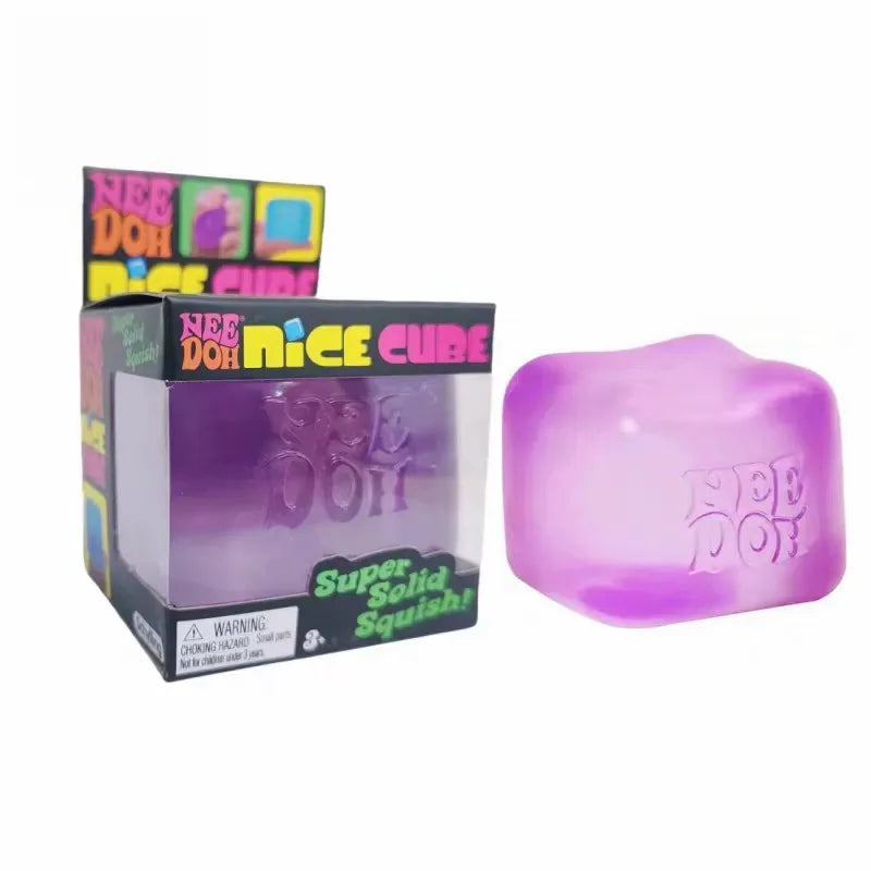 4 Pack NeeDoh Nice Ice Baby Teenie Squishy Ice Cube Toys Cool Cats Set Super Soft Squish Stress Relief Fidget Toys ADHD Sensory