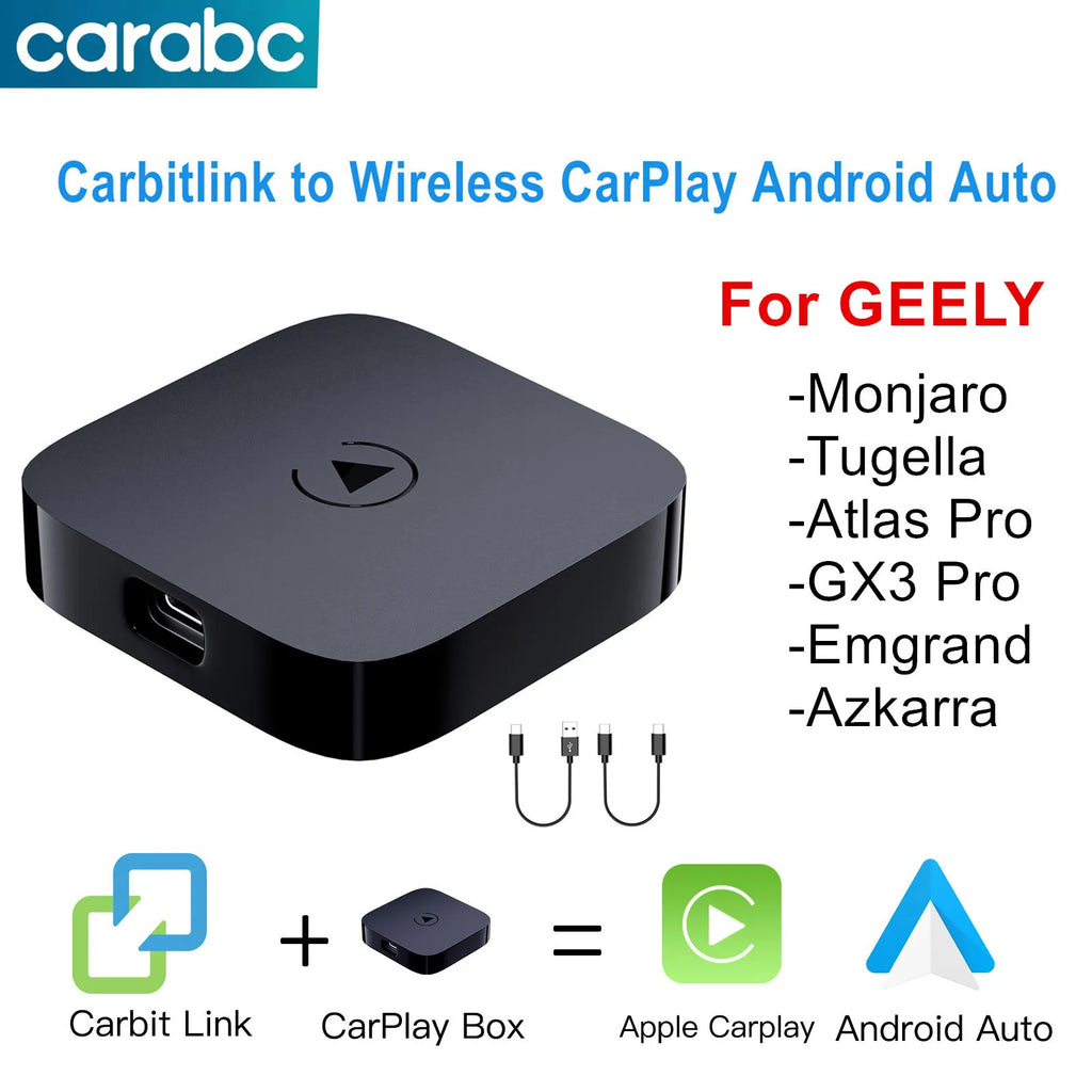For Geely Tugella Monjaro GX3 Pro Emgrand Azkarra Atlas Pro Carbitlink Smartlink Phonelink to Wireless Carplay Android Auto