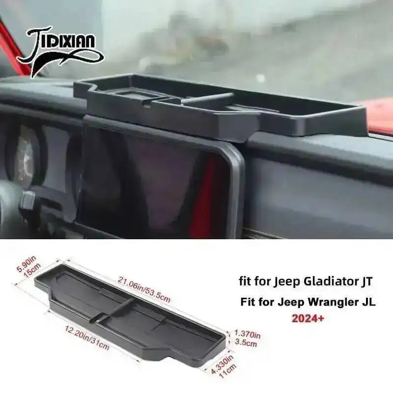 JIDIXIAN for Jeep Wrangler JL 4Xe for Gladiator JT 2018 2019 2020 2021 2022 2023 2024 2025 Dashboard Phone Holder Storage Box