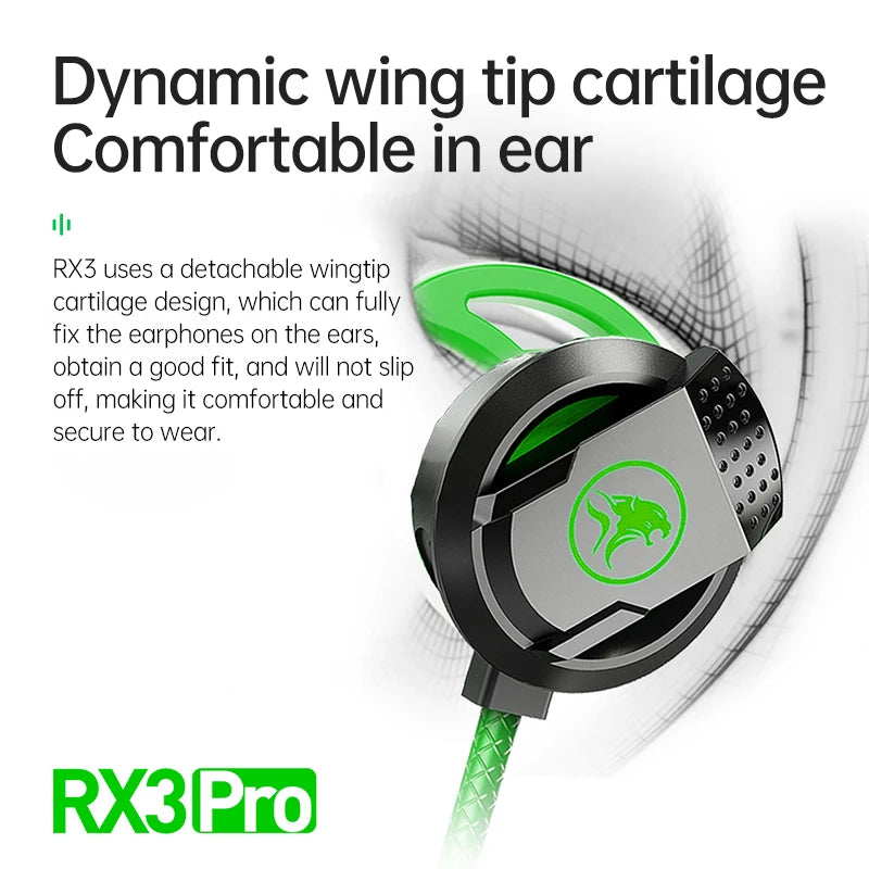 PLEXTONE RX3 Pro gaming earphones in ear phone 3.5mm Type-C with microphone, esports PUBG, wired earplugs for sound recognitio