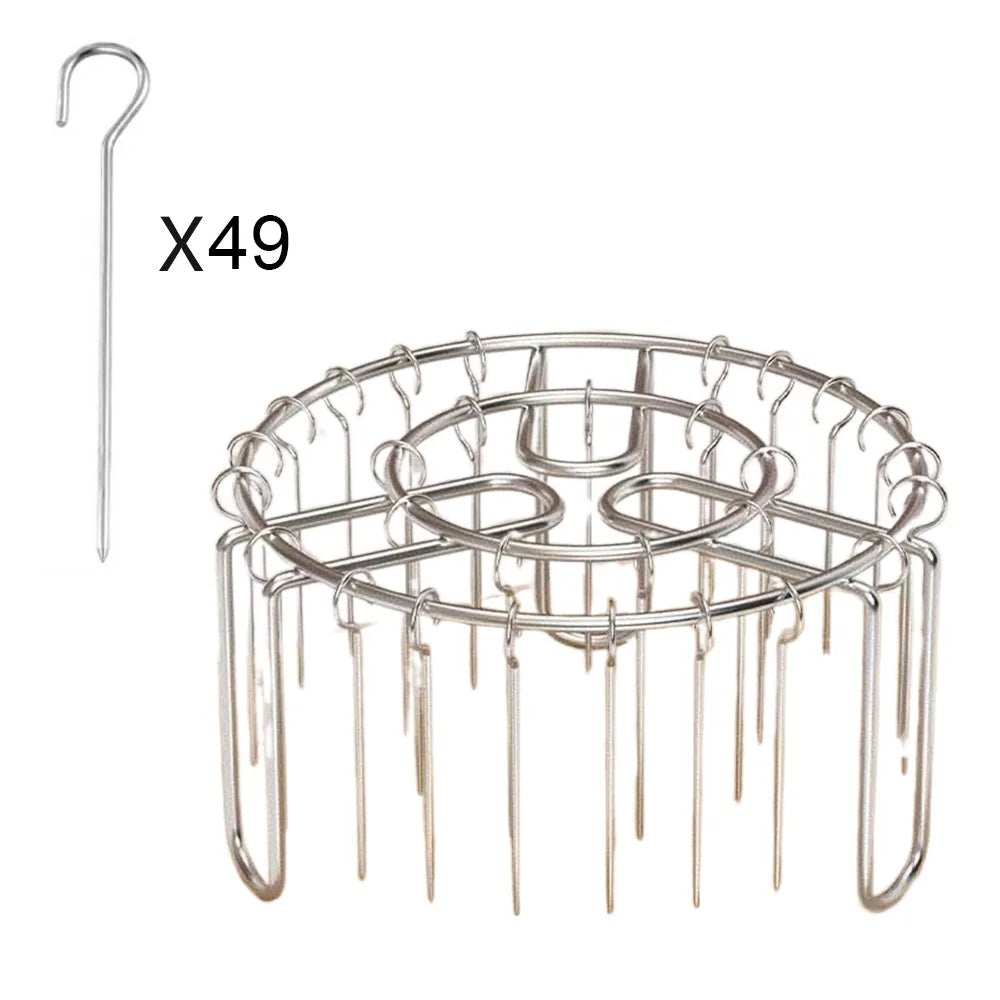 Stainless Steel Vertical Grill Rack with Detachable String 12/24/49 Skewer Holder Barbecue Skewer Bracket for Outdoor Cooking