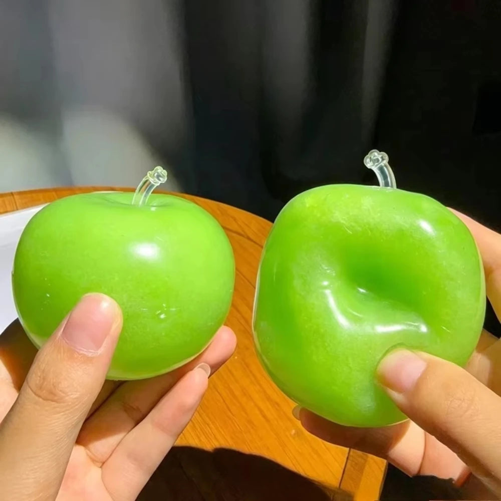Green Apple Slushie Squishy Fidget Toy Crunchy Moldable Non-Bounce Sensory ADHD Stress Reliever Medium Grip Strength Slow Rising