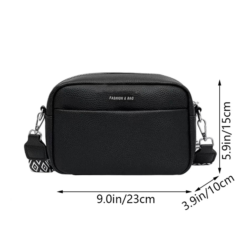 Elegant Faux Leather Camera Crossbody Bag Letter Strap Adjustable Lightweight for Daily Commute Casual Stylish Functional Bag