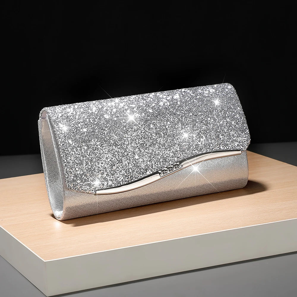 New Metallic Evening Bag - Luxurious Crossbody Small Square Bag - Elegant Handbag for the Bride at the Wedding Party