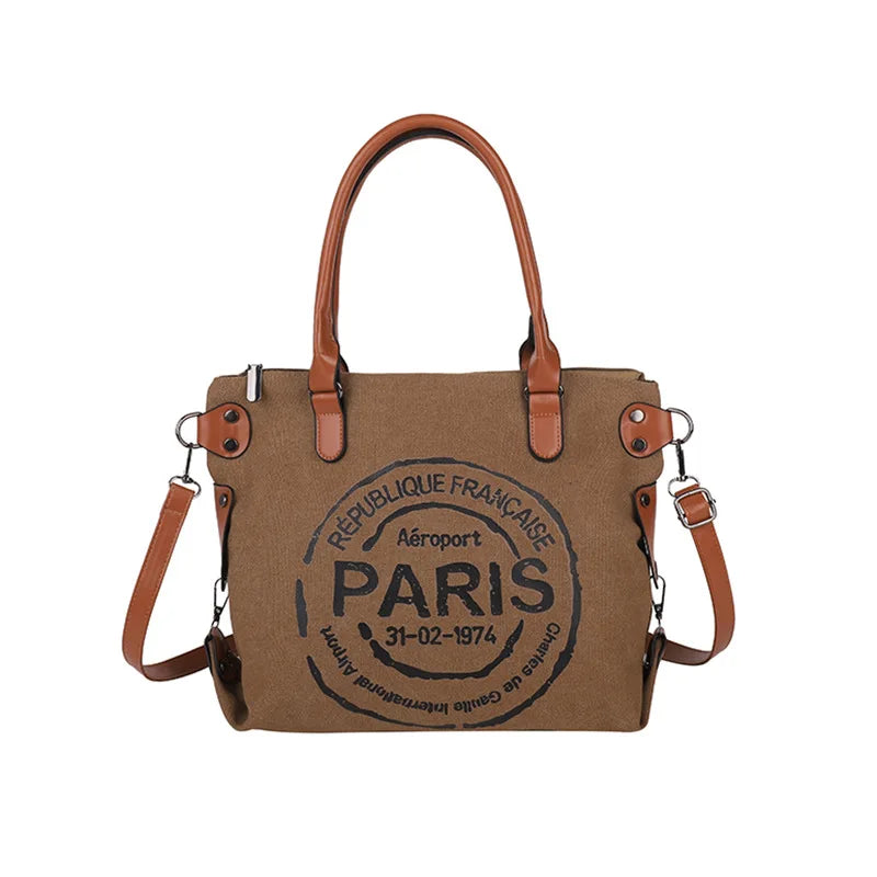 Fashionable handbag for women, trendy tote for commuting, large capacity single shoulder diagonal canvas bag