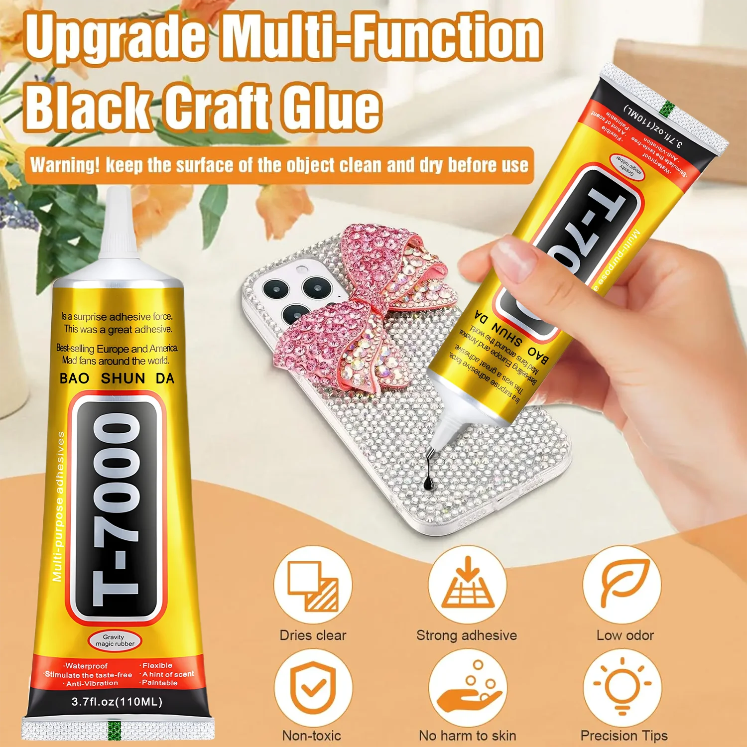 50pcs T-7000 Mobile Phone Screen Strong Black Glue Waterproof Adhesive, Universal Screen Border Bonding Agent Tablet Screen Plastic DIY Adhesive With Precision Applicator.