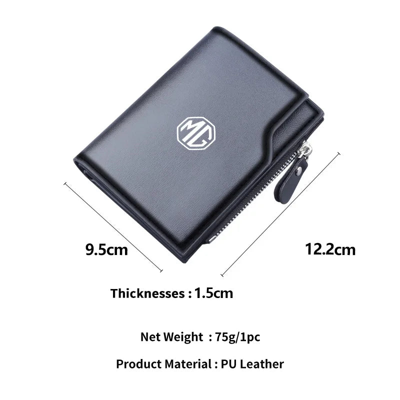Car PU Leather Driver's License Card Holder Case Coin Pocket Wallet For Morris Garages MG 3 5 6 7 HS ZS GS Hector TF GT ZR RX5