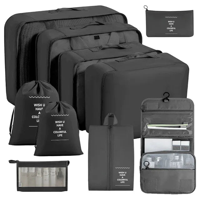 11Pcs Travel Packing Cubes Set Waterproof Luggage Organizer Drawstring Storage Bags for Clothes Shoes Underwear Cosmetic