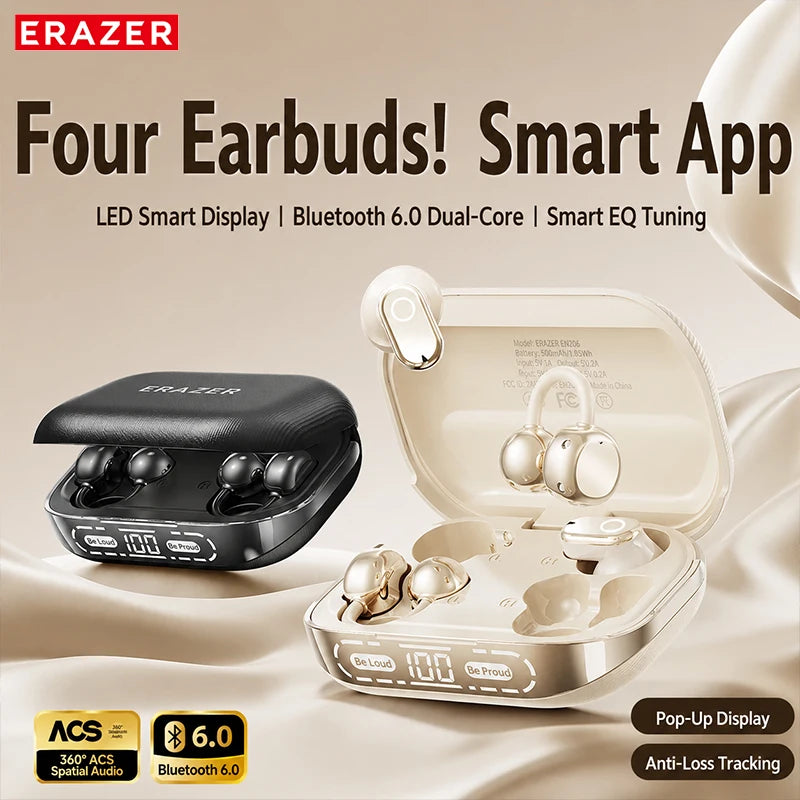 Erazer EX216 Soft Bluetooth Earphones 135 Language AI translator Earbuds Type-C Low Latency New 2-in-1 Wireless Headphones