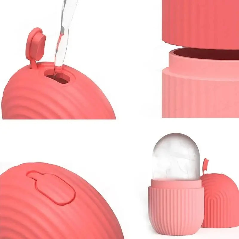 1 Striped Ice Compress Roller (Face Specific) Silicone Ice Tray Beauty Lifting Ice Ball Facial Massager Contour Eye Roller Facia