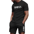 Latest hot selling Men's two-piece sportswear short sleeved T-shirt and pants set running and fitness sportswear summer discount