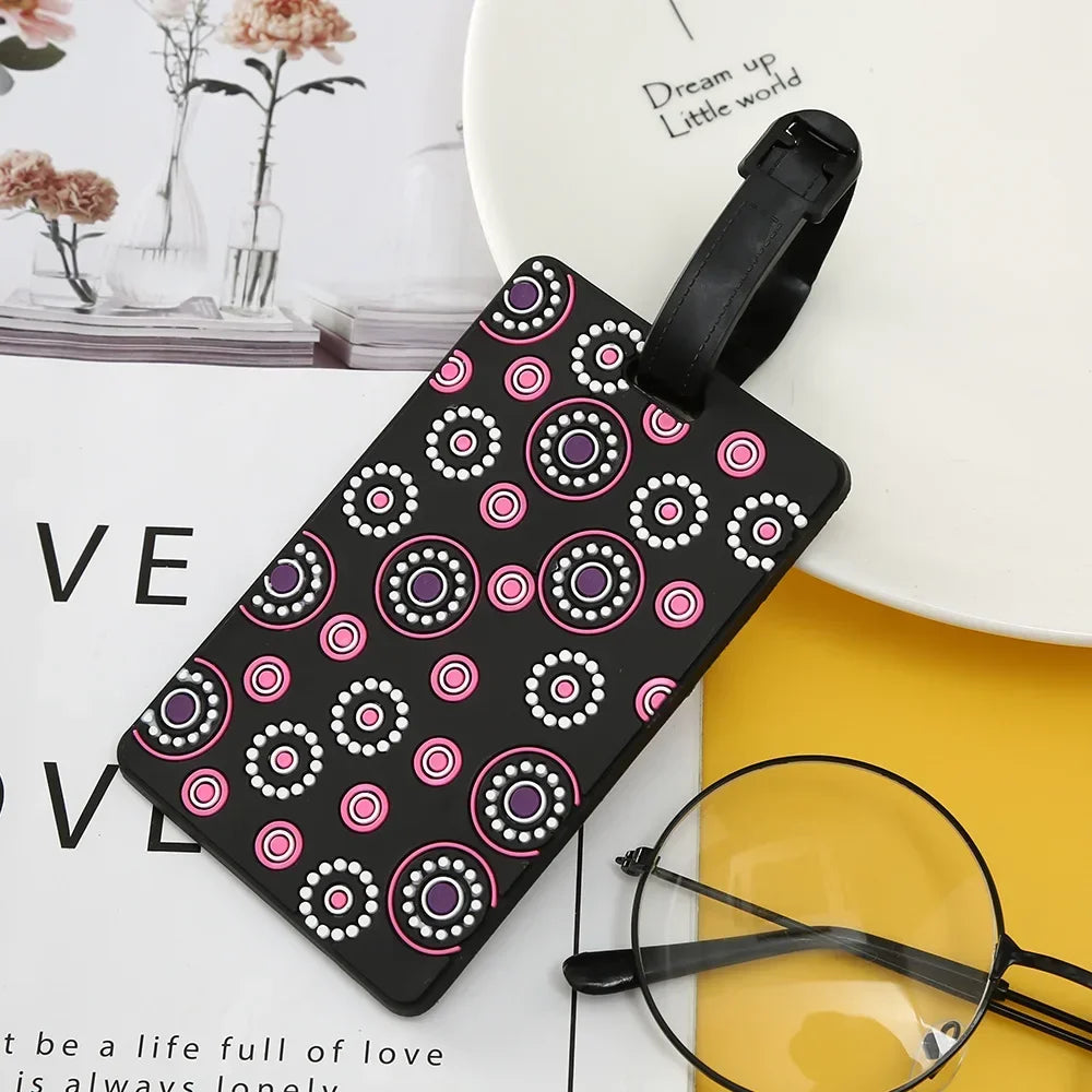 Geometric Soft Silicone Luggage Tags Suitcase ID Name Holder Travel Accessories