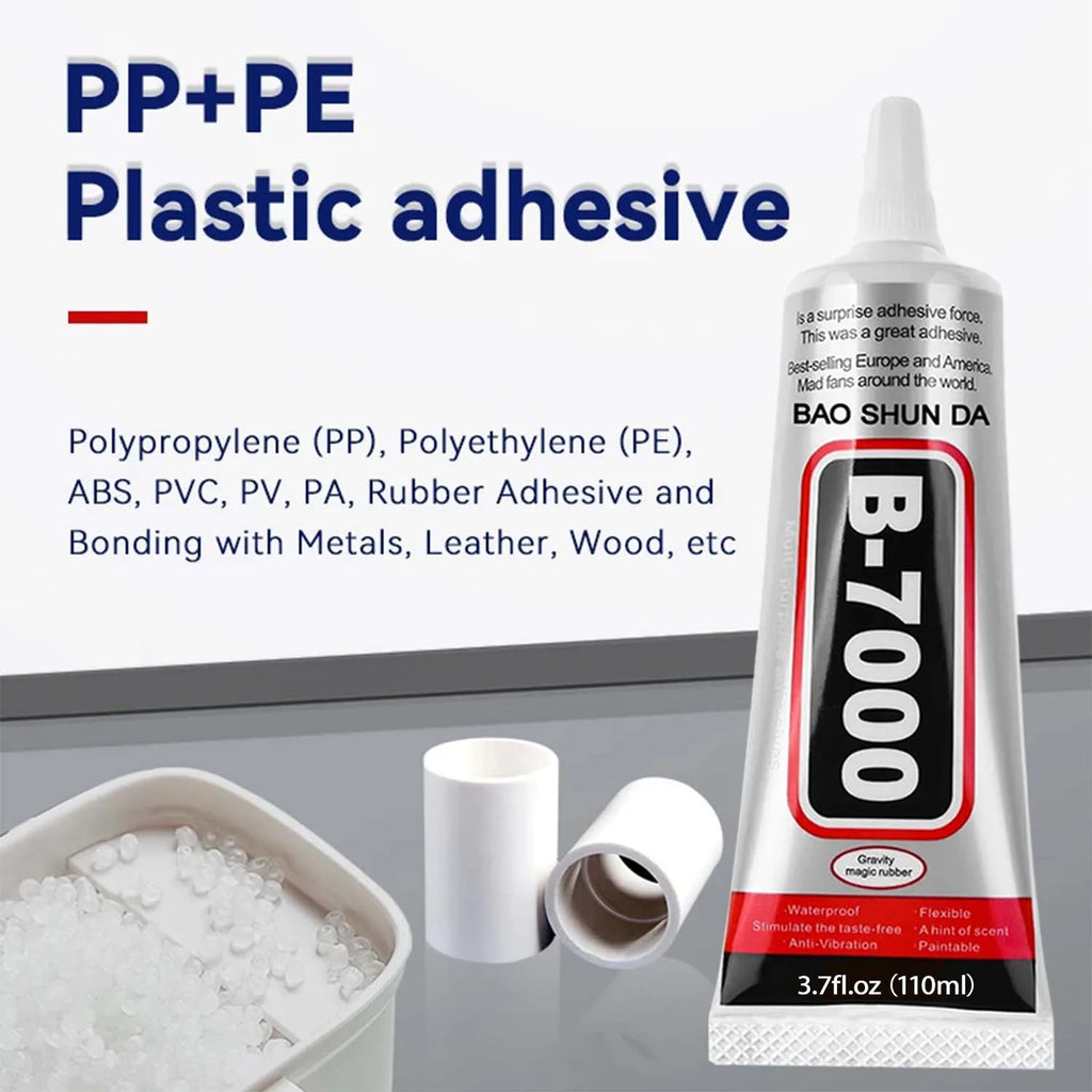 B-7000 PP PE Plastic Bonding Super Glue Transparent Super Strong Adhesive for Polypropylene, Polyethylene, ABS, PVC, PMMA, EVA .