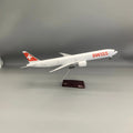 Scale 47cm B777 Swiss Airways Switzerland with Light And Wheels Die-cast Resin Aircraft Model Collectible Display Toy Airplane