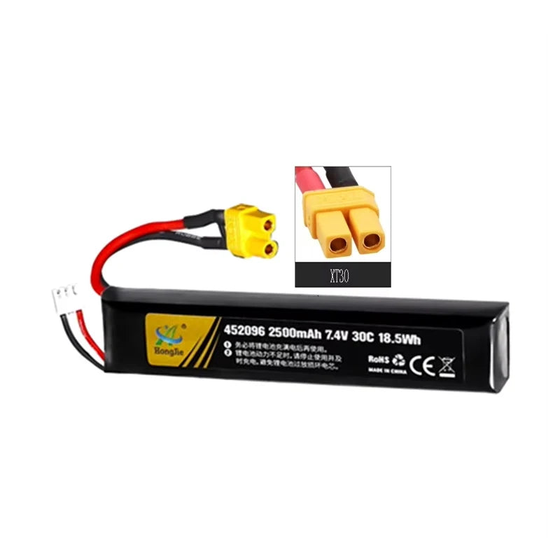 7.4V 2500mAh Lipo Battery Split Connection for Water Gun 2S 7.4V Battery for Mini Airsoft BB Air Pistol Electric Toys Guns Parts