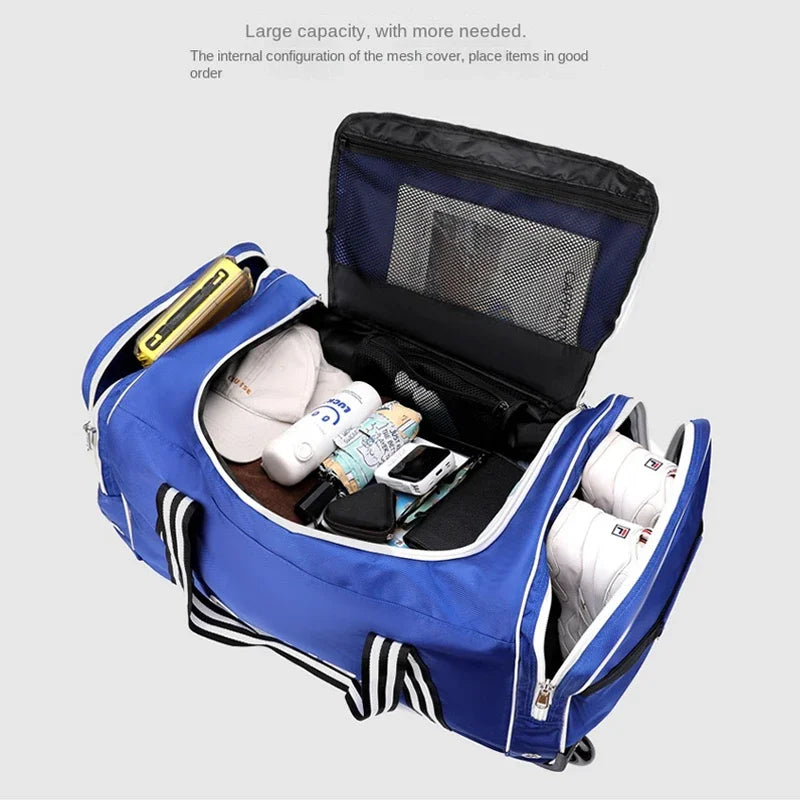 Large Capacity Rolling Luggage Trolley Bag with Wheels Waterproof Oxford Duffel Bag Wheeled Bag Travel Suitcase Carry on Luggage