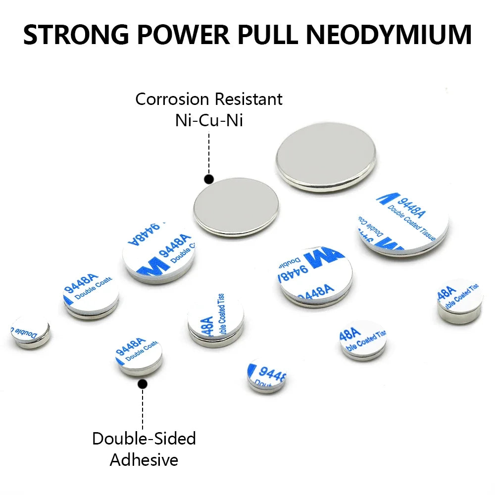 N35 Super Strong Neodymium Magnet Round With double-sided adhesive NdfeB Powerful Permanent Magnetic imanes Refrigerator Magnets