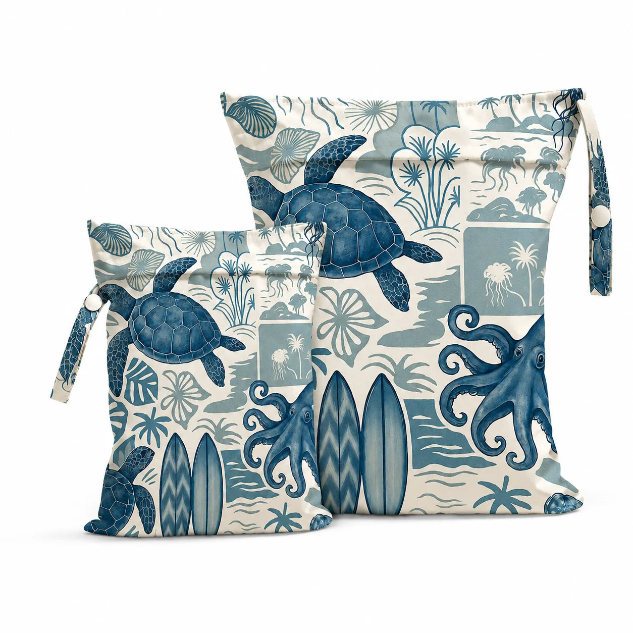 Ocean Turtle Waterproof Wet Dry Bag, Portable Zipper Swim Pouch for Women Travel Beach Pool, Reusable Storage Bag